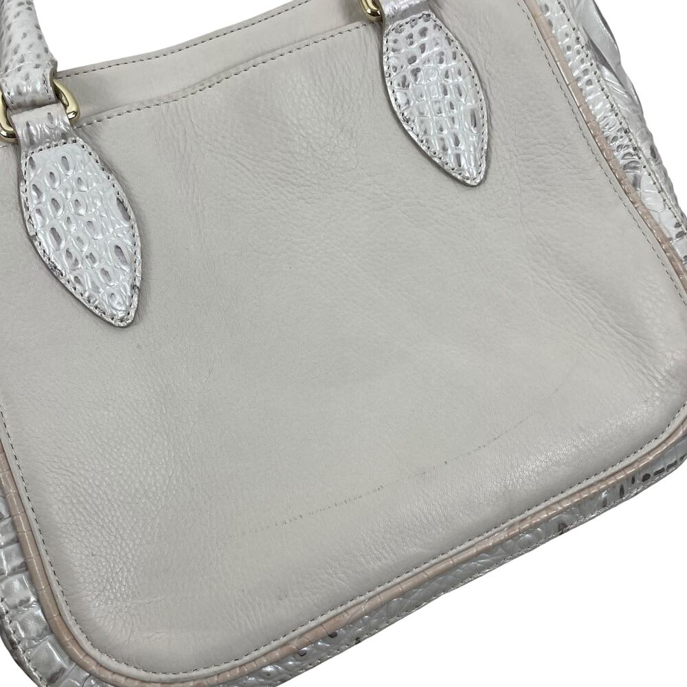 Brahmin Small Lena Satchel Bag Toasted Macaroon Macaroon Marais Leather - Picture 12 of 14
